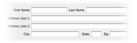 Empty address block with each field labeled