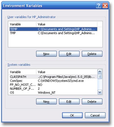 Modifying User Environment Variables on Windows XP