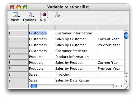 Tree list contents using kRelationalList mode