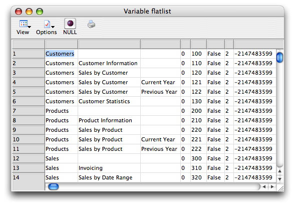 Tree list contents using kFlatList mode